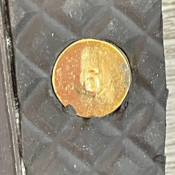 Michael Kors Sandals MK Flip Flops 6 Thong Gloss Black Metallic Gold Stars - Picture 12 of 12